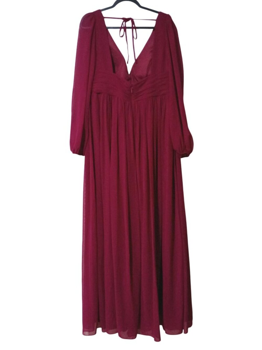 Azazie Norah Burgundy Chiffon Long Sleeve Bridesmaid Dress A16 NWT - Picture 11 of 16